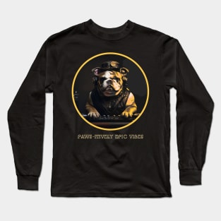 PAWS-ITIVELY EPIC VIBES DOG MIXING MUSIC DRESSED IN STEAMPUNK STYLE Long Sleeve T-Shirt